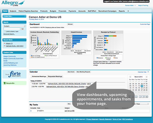 screenshot of Allegro CTMS